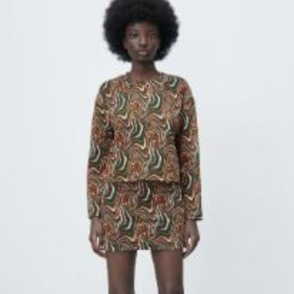 Zara Orange Green Colorful Funky Hippie Boxy Knit Long Sleeve Top Small - Picture 3 of 6